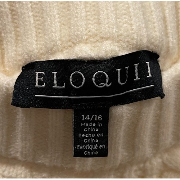 ELOQUII Cabled Sweater Cream Knit Maxi Skirt - Picture 5 of 6